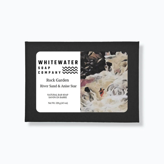 Whitewater Soap Company soap bar packaging with a scenic label