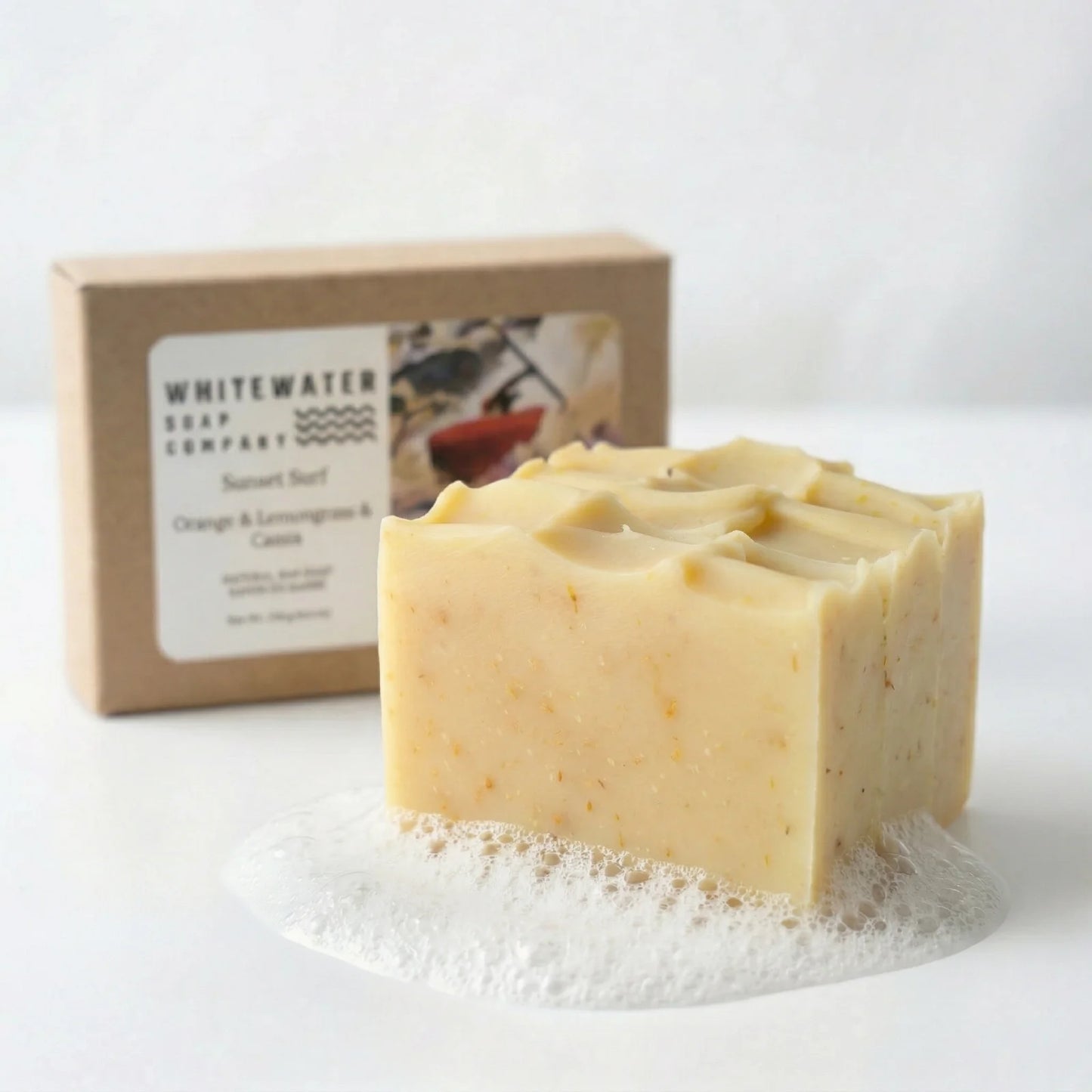 Sunset Surf Natural Soap Orange Lemongrass Cassia Calendula Bar Whitewater